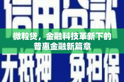 甘德微粒贷，金融科技革新下的普惠金融新篇章